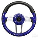 RHOX Steering Wheel, Aviator 4 Blue Grip/Brushed Aluminum Spokes 13