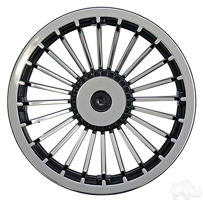 Wheel Cover, 8" Turbine Black/Silver