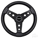 Lugana Steering Wheel, Black, Club Car Tempo, Onward, Precedent Hub