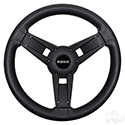 Giazza Steering Wheel, Black, Club Car Tempo, Onward, Precedent Hub