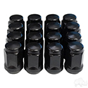 Lug Nut, BOX OF 16, Flat Black Closed End Standard 1/2