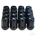 Lug Nut, BOX OF 16, Gloss Black Closed End Standard 1/2"-20, OD 3/4"