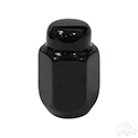 Lug Nut, Gloss Black Closed End Metric 12mm-1.25, OD 3/4"